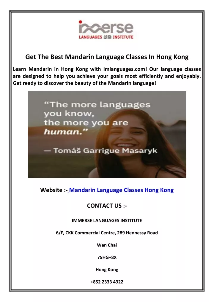 get the best mandarin language classes in hong