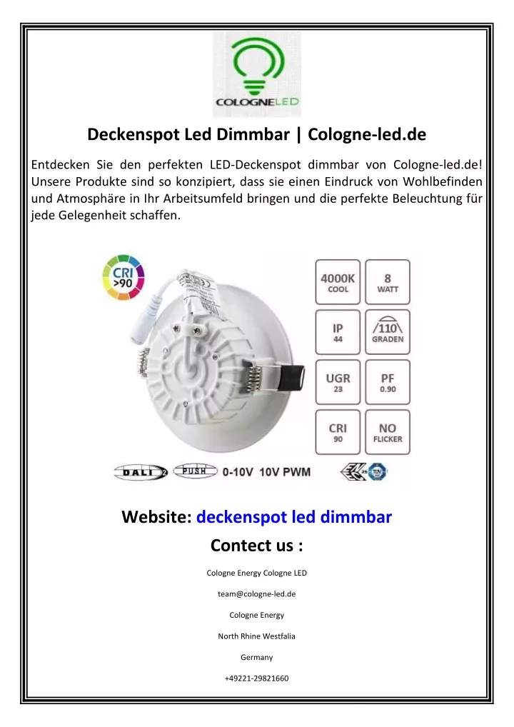 deckenspot led dimmbar cologne led de