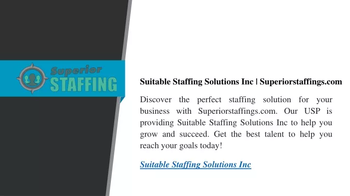 suitable staffing solutions inc superiorstaffings