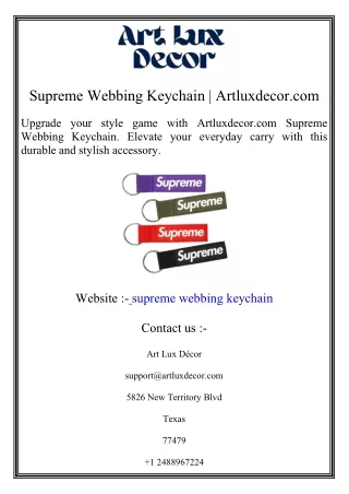 Supreme Webbing Keychain  Artluxdecor.com