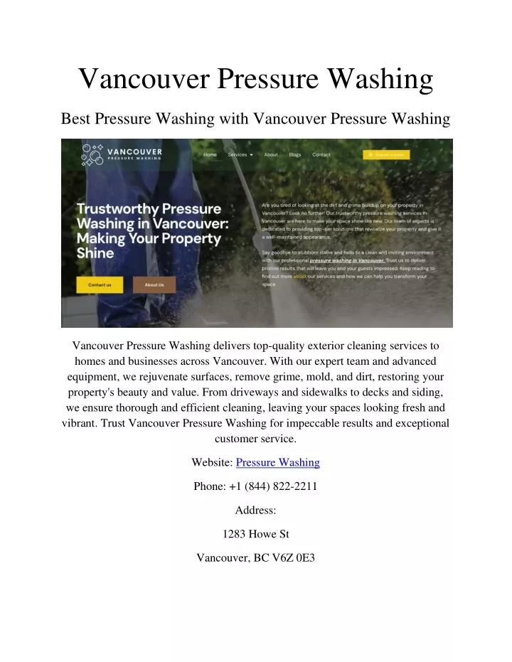 vancouver pressure washing