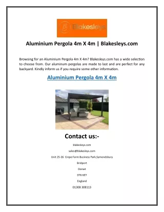 Aluminium Pergola 4m X 4m | Blakesleys.com