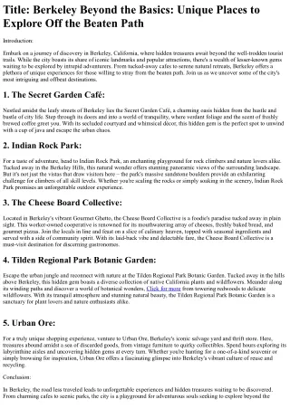 title berkeley beyond the basics unique places