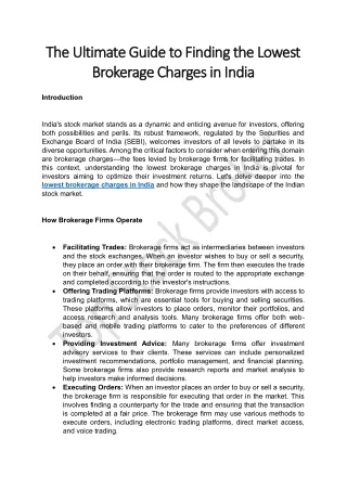 The Ultimate Guide to Finding the Lowest Brokerage Charges in India