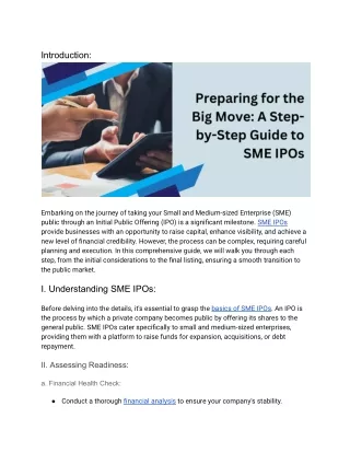Preparing for the Big Move: A Step-by-Step Guide to SME IPOs