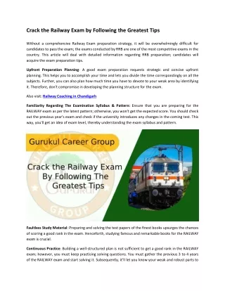 Railway Coaching in Chandigarh