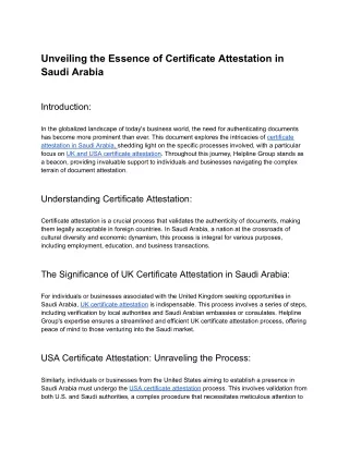 Unveiling the Essence of Certificate Attestation in Saudi Arabia