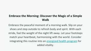 embrace the morning discover the magic of a simple walk
