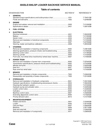 CASE 595SLE Loader Backhoe Service Repair Manual