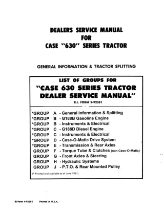 CASE 632C Tractor Service Repair Manual