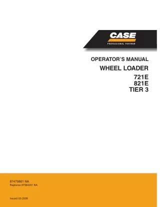CASE 721E TIER 3 WHEEL LOADER Operator manual