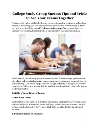 college study group success tips and tricks