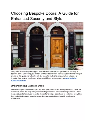 Bespoke Doors: Elevate Security and Style in Your Home