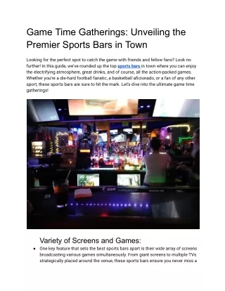 Game Time Gatherings Unveiling the Premier Sports Bars in Town