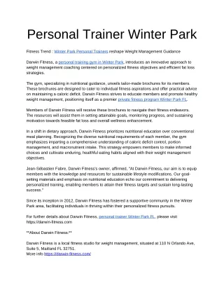 Personal Trainer Winter Park