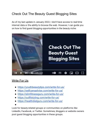 Check Out The Beauty Guest Blogging Sites