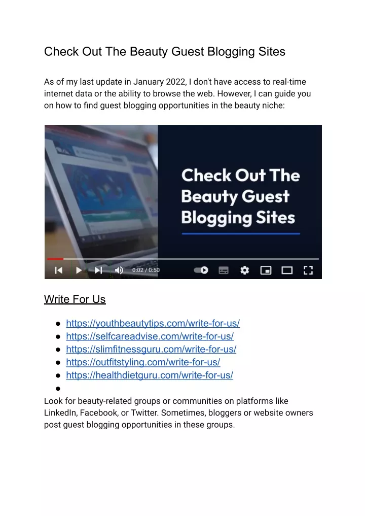 check out the beauty guest blogging sites