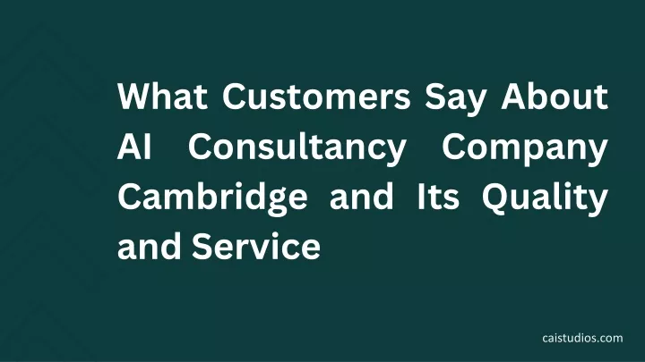 what customers say about ai consultancy company