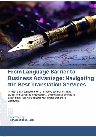 From Language Barrier to Business Advantage Navigating the Best Translation Services.