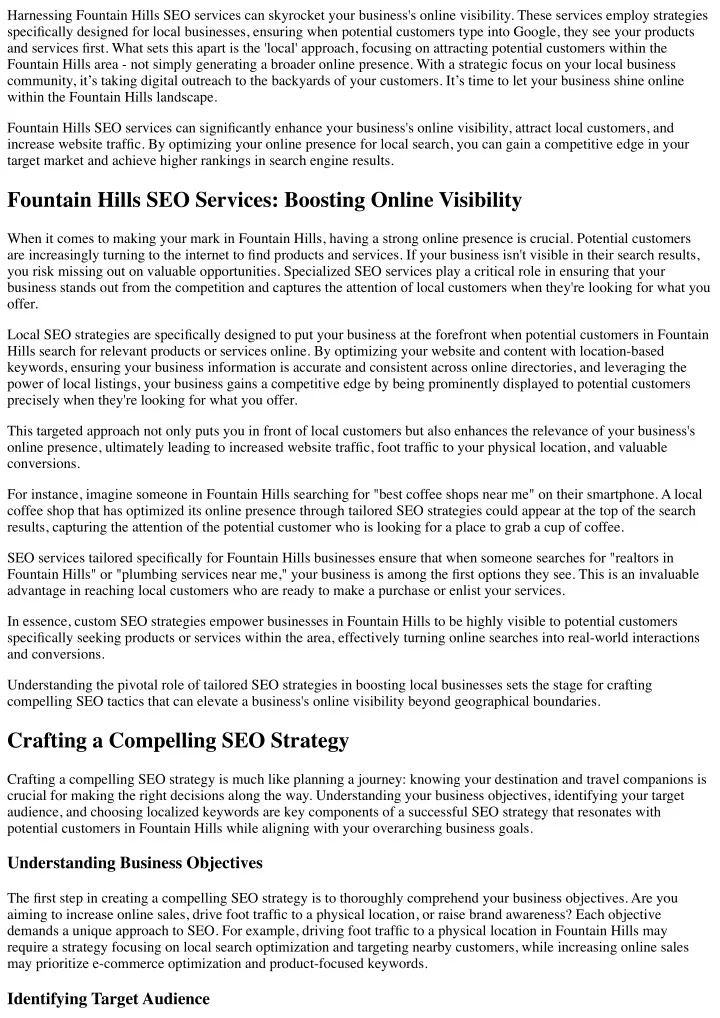 harnessing fountain hills seo services
