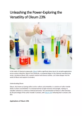 Unleashing the Power-Exploring the Versatility of Oleum 23%