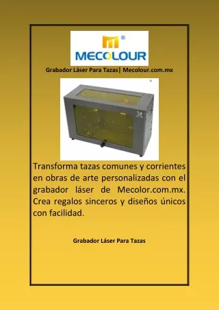 Grabador Láser Para Tazas Mecolour com mx