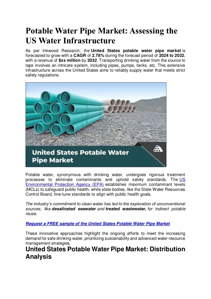 potable water pipe market assessing the us water