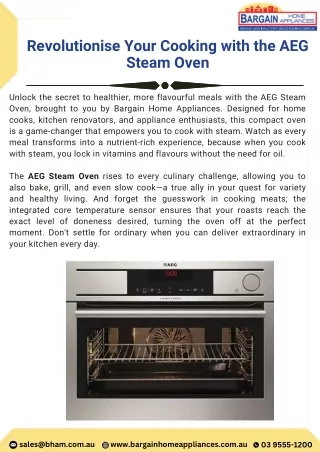 Revolutionise Your Cooking with the AEG Steam Oven