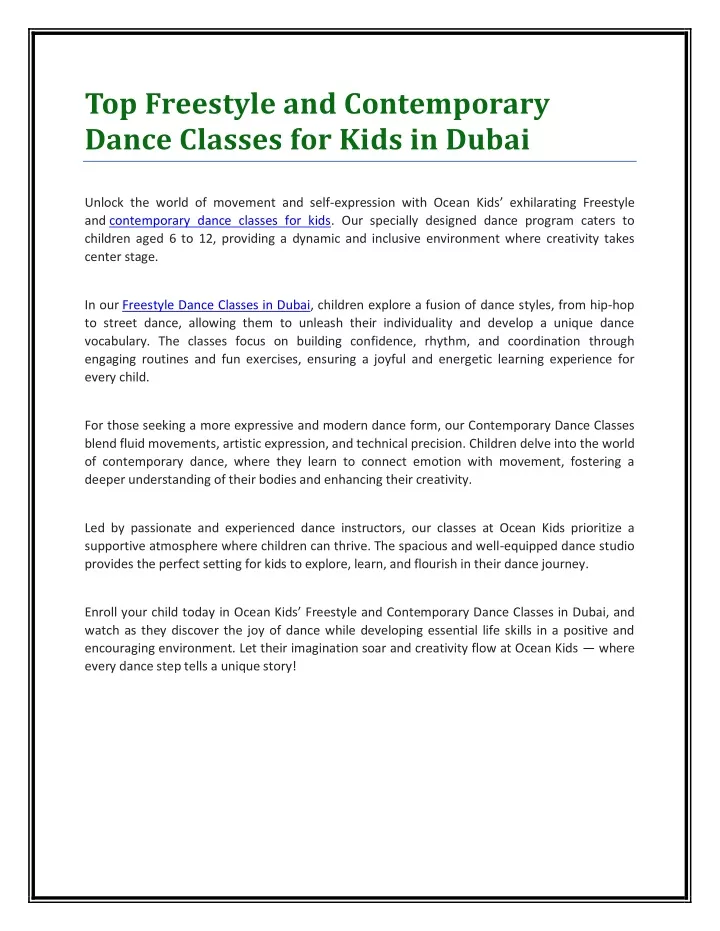 top freestyle and contemporary dance classes