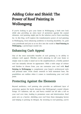 Adding Color and Shield: The Power of Roof Painting in Wollongong