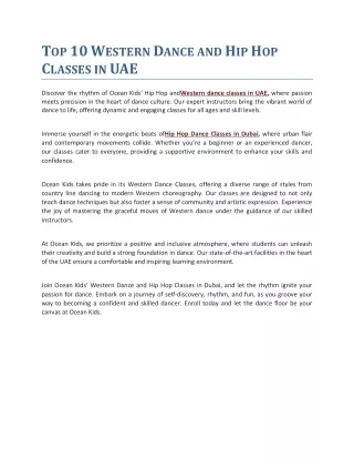 Top 10 Western Dance and Hip Hop Classes in UAE