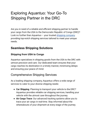 Exploring Aquantuo_ Your Go-To Shipping Partner in the DRC