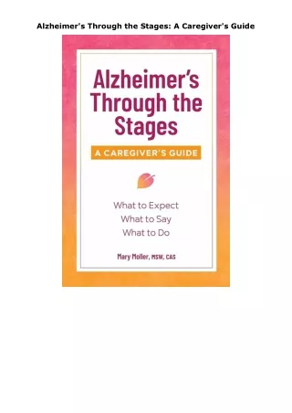 book❤read Alzheimer's Through the Stages: A Caregiver's Guide