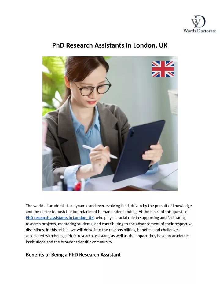 phd research assistants in london uk