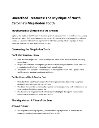 Unearthed Treasures_ The Mystique of North Carolina's Megalodon Tooth