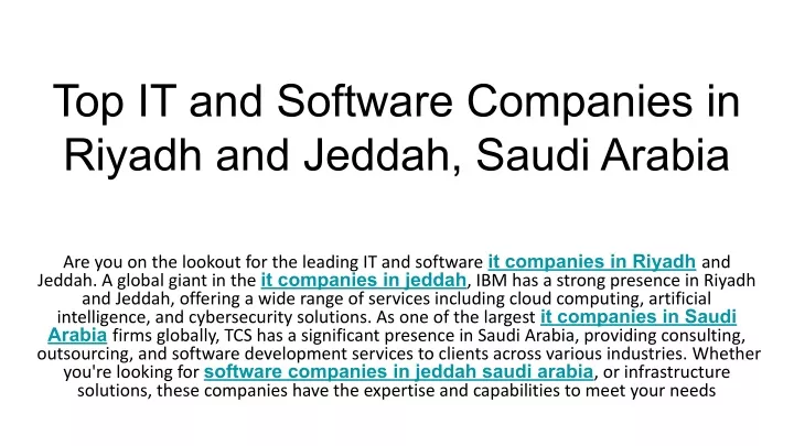 top it and software companies in riyadh