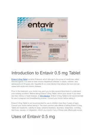 Entavir 0.5mg Tablet