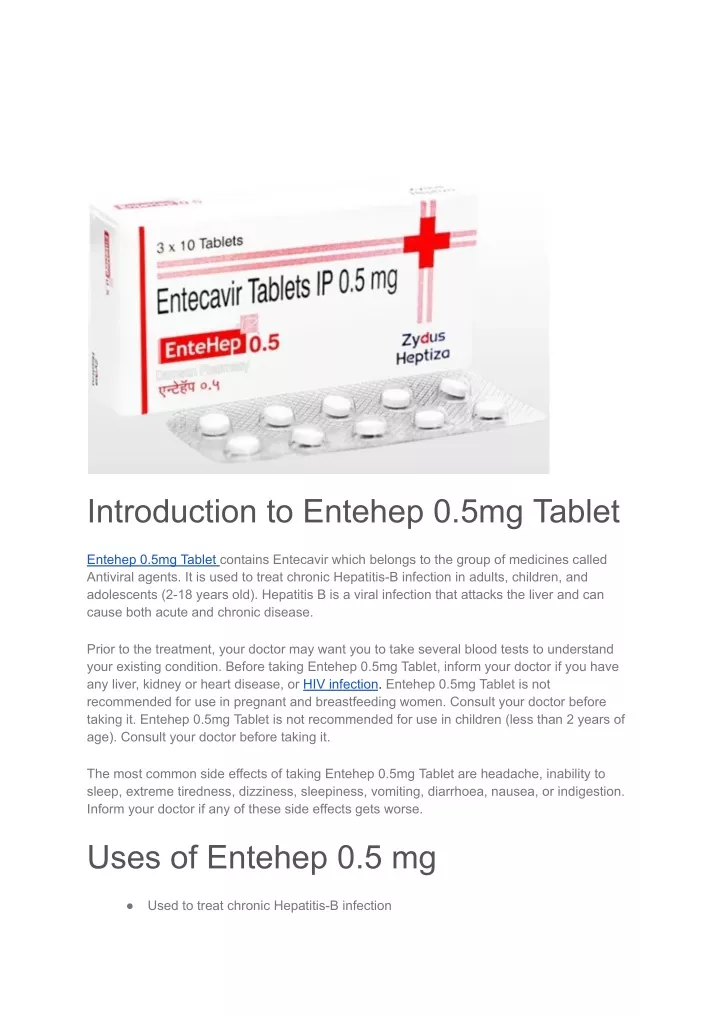 introduction to entehep 0 5mg tablet