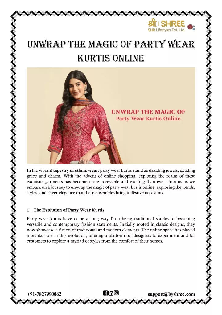 unwrap the magic of party wear kurtis online