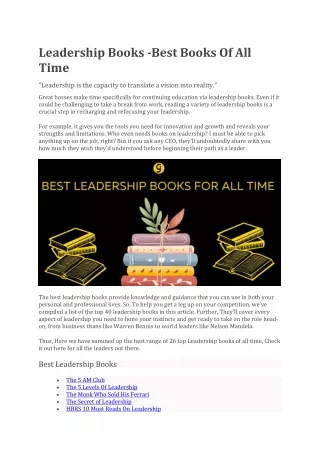 Leadership Books