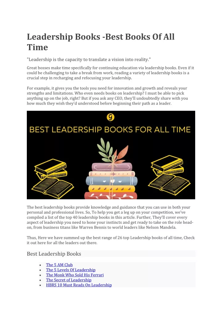 leadership books best books of all time