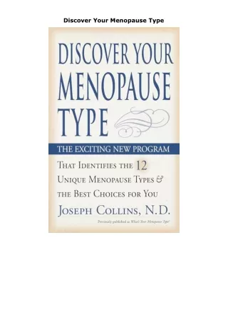 Pdf⚡️(read✔️online) Discover Your Menopause Type