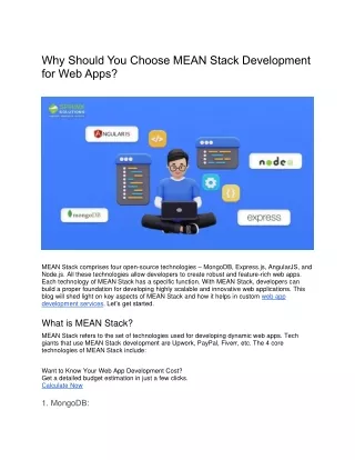 Why Should You Choose MEAN Stack Development for Web Apps