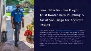 Leak Detection San Diego Trust Rooter Hero Plumbing & Air of San Diego for Accurate Results