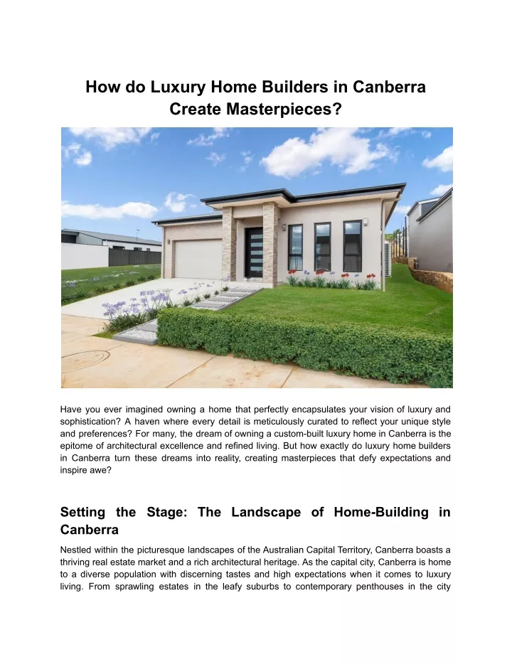 how do luxury home builders in canberra create