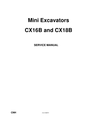 CASE CX18B MINI EXCAVATOR Service Repair Manual