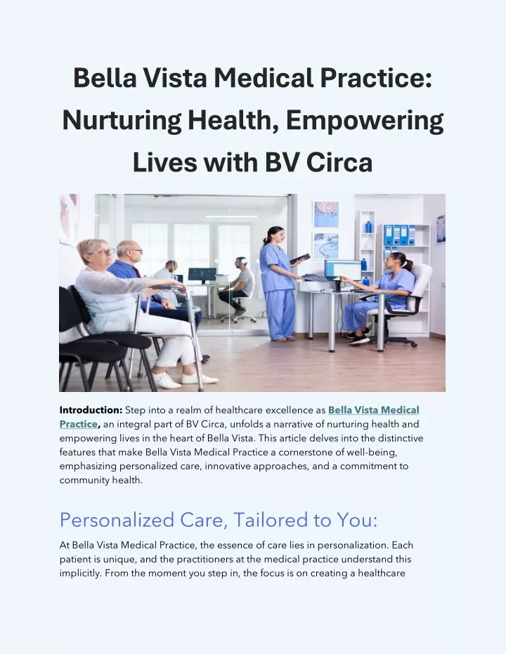 bella vista medical practice nurturing health