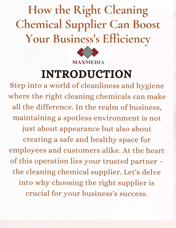 how the right cleaning chemical supplier