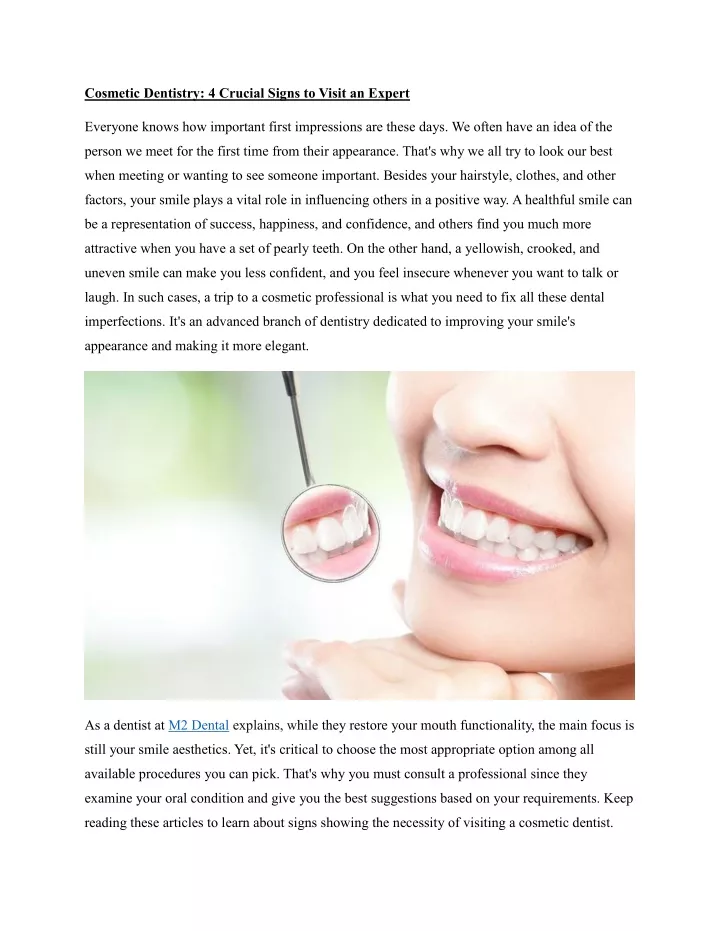 cosmetic dentistry 4 crucial signs to visit