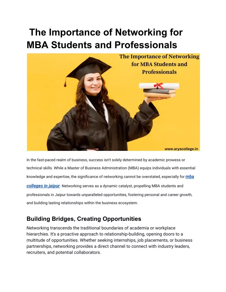 the importance of networking for mba students